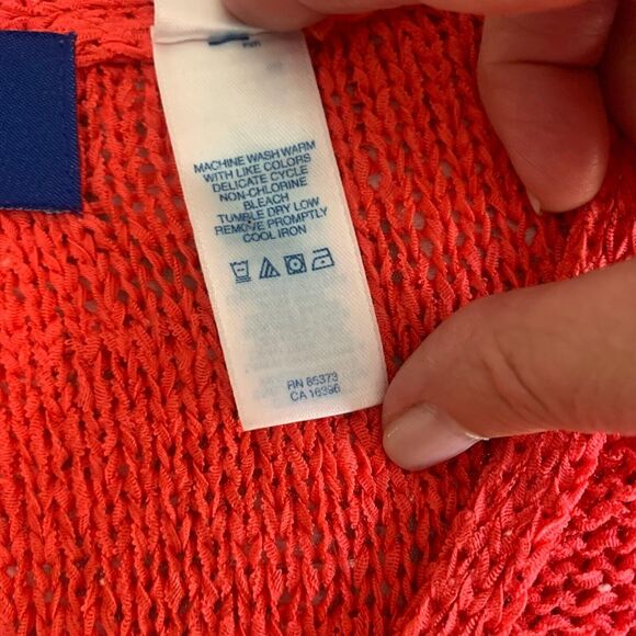 JH Collectibles Top Women 3 Plus Orange Red Open Weave Sleeveless V Neck Vintage - Picture 4 of 11